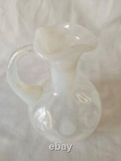 CHARMING ARTS & CRAFTS STYLE OPALINE VASELINE GLASS EWER, CIRCA 1890s