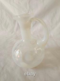 CHARMING ARTS & CRAFTS STYLE OPALINE VASELINE GLASS EWER, CIRCA 1890s