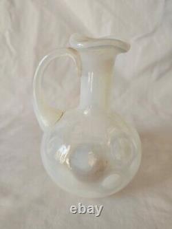 CHARMING ARTS & CRAFTS STYLE OPALINE VASELINE GLASS EWER, CIRCA 1890s