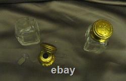Ca 1850s French Oval White Opaline Glass Brass 2 Scent Bottles Ormulu Vanity Box