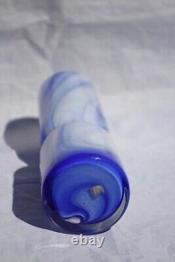 Carlo Moretti Vintage Blue White Opaline Vase Italy Murano 7.3in with label