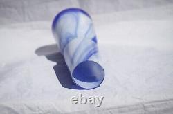 Carlo Moretti Vintage Blue White Opaline Vase Italy Murano 7.3in with label