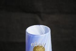 Carlo Moretti Vintage Blue White Opaline Vase Italy Murano 7.3in with label
