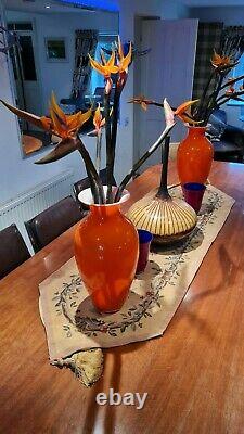 Carlo Nason Large Orange glass vase made in Murano Italy