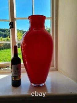 Carlo Nason Large Orange glass vase made in Murano Italy