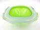 Cenedese Era Thick Square Sommerso Lime Green Opaline Murano Art Glass Bowl
