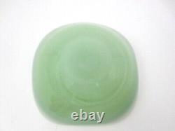 Cenedese era thick square sommerso lime green opaline Murano art glass bowl