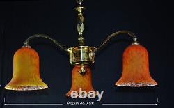 Chandelier Art Nouveau vintage silver-plated antique French 1930 5 opaline shade