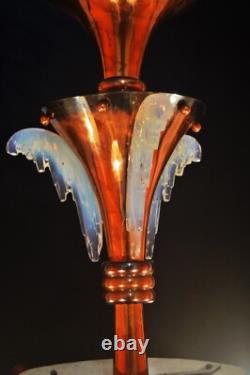 Chandelier French art deco Ezan Sabino 6 arm original Opalescent glass icicles