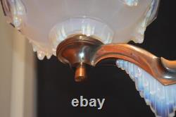 Chandelier French art deco Ezan Sabino 6 arm original Opalescent glass icicles