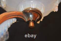 Chandelier French art deco Ezan Sabino 6 arm original Opalescent glass icicles