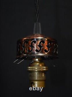 Chandelier Original art deco 4 arms chrome plate suspended opaline globes C1940s