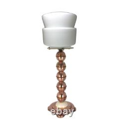 Charming 1930s Danish Art Deco Table Lamp. Polished brass & Opaline Glass
