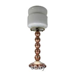 Charming 1930s Danish Art Deco Table Lamp. Polished brass & Opaline Glass