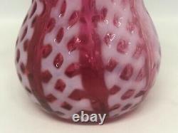 Consolidated Glass-Cranberry Red & White/Criss-Cross Opalescent Toothpick Holder