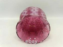 Consolidated Glass-Cranberry Red & White/Criss-Cross Opalescent Toothpick Holder