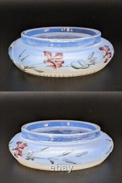 Daum Nancy Opaline Enamel Painting Plain Bowl Vase Glass Art Genuine Galle 1890