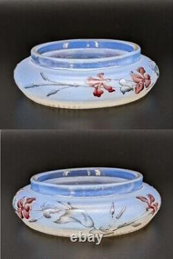 Daum Nancy Opaline Enamel Painting Plain Bowl Vase Glass Art Genuine Galle 1890