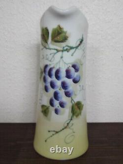 Decorative Old Painted Glass Jug Opaline Water Art Nouveau Antique #8113