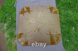 Degue DAVID GUERON Art Deco Glass Light Caramel Yellow Plafonnier Opalescent Gla