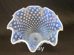 Duncan and Miller Glass Hobnail 9 t Crimped Planter VASE Light Blue Opalescent