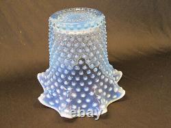 Duncan and Miller Glass Hobnail 9 t Crimped Planter VASE Light Blue Opalescent
