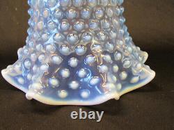 Duncan and Miller Glass Hobnail 9 t Crimped Planter VASE Light Blue Opalescent