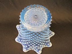 Duncan and Miller Glass Hobnail 9 t Crimped Planter VASE Light Blue Opalescent
