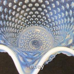 Duncan and Miller Glass Hobnail 9 t Crimped Planter VASE Light Blue Opalescent