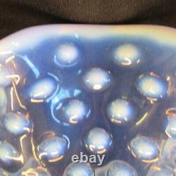 Duncan and Miller Glass Hobnail 9 t Crimped Planter VASE Light Blue Opalescent