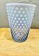 Duncan And Miller Blue Opalescent Hobnail Art Glass Vase 8tall Mint Condition
