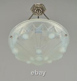 EJG FRENCH 1930 OPALESCENT ART DECO CHANDELIER pendant lamp EZAN muller era