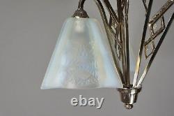 EZAN EJG J. Gauthier FRENCH OPALESCENT ART DECO CHANDELIER. 1930 1935 lustre