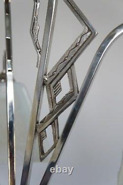 EZAN EJG J. Gauthier FRENCH OPALESCENT ART DECO CHANDELIER. 1930 1935 lustre