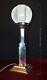 Early 1930s Art Deco Lamp Architectural Design Chrome Plated & Opaline Shade