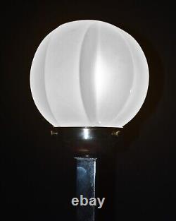 Early 1930s art deco lamp architectural design chrome plated & Opaline shade
