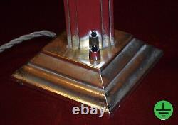 Early 1930s art deco lamp architectural design chrome plated & Opaline shade