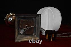 Early 1930s art deco lamp architectural design chrome plated & Opaline shade