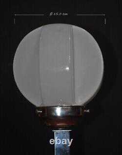 Early 1930s art deco lamp architectural design chrome plated & Opaline shade