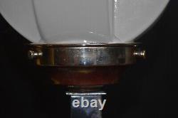 Early 1930s art deco lamp architectural design chrome plated & Opaline shade