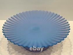 Effetre Murano Italy Opalescent Blue Glass 12.5 Cake Stand Dish