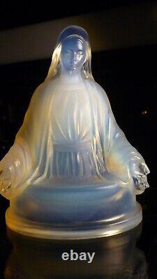 Etling Opalescent/ virgin mary statue signed etling france