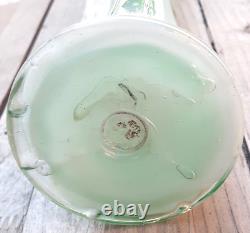 Excellent Vintage MCM Glass Ribbed Swung Vase Opalescent Mint Sea Foam Green 15