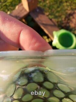Exceptionally RARE Fenton Jade Turtle With Opalescent Aquarium