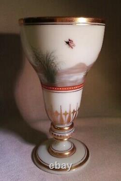 Exquisite Baccarat Opaline Glass Enameled Gilded Vase French Art Nouveau