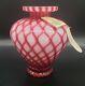 Extremely Rare Pilgrim Grecian Cranberry Opalescent Glass Vase