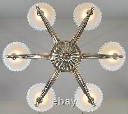 Ezan Ejg J. Gauthier Large French Opalescent Art Deco Chandelier. 1930 1935