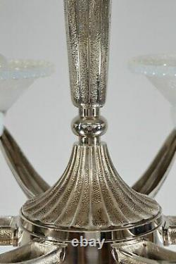 Ezan Ejg J. Gauthier Large French Opalescent Art Deco Chandelier. 1930 1935