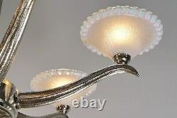 Ezan Ejg J. Gauthier Large French Opalescent Art Deco Chandelier. 1930 1935