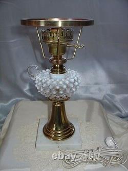 FENTONGLASSVINTAGE60sXSRCFR WHITE OPALESCENTHOBNAILMINIATURE STUDENT LAMP